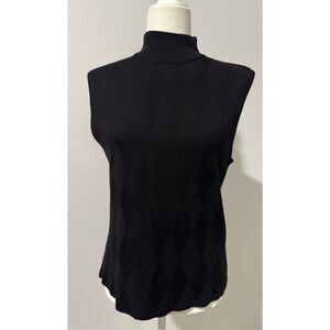 Country Shop black sleeveless top 100% Extra fine Italian Marino wool M